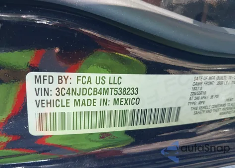 2021 Jeep Compass Limited из США, поврежденный, VIN 3C4NJDCB4MT538233